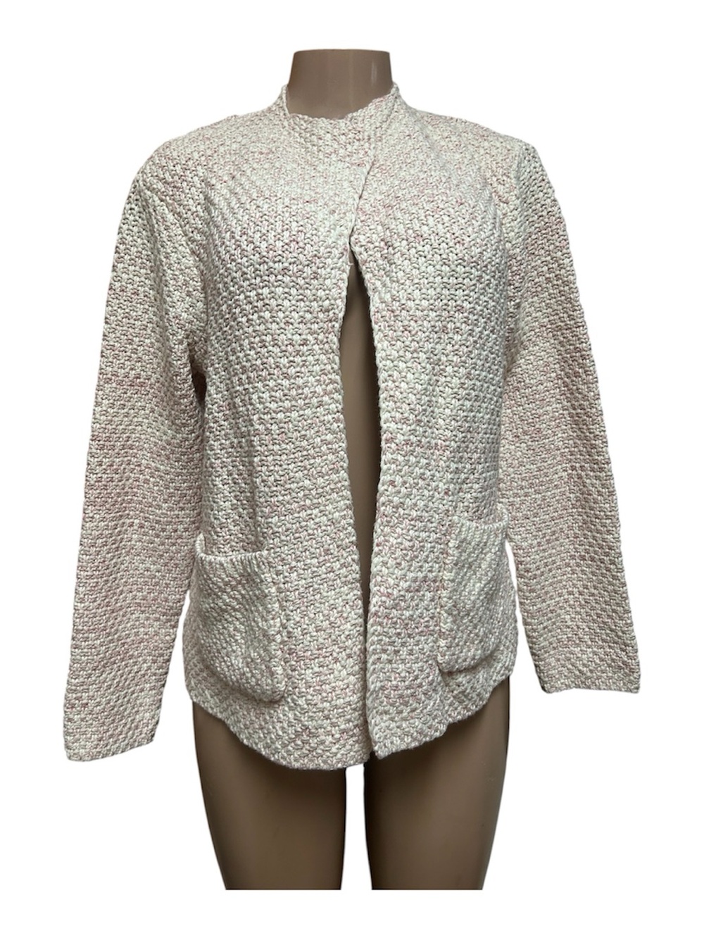 Orvis Cream and Soft Pink Crochet Cardigan - Picture 1 of 6